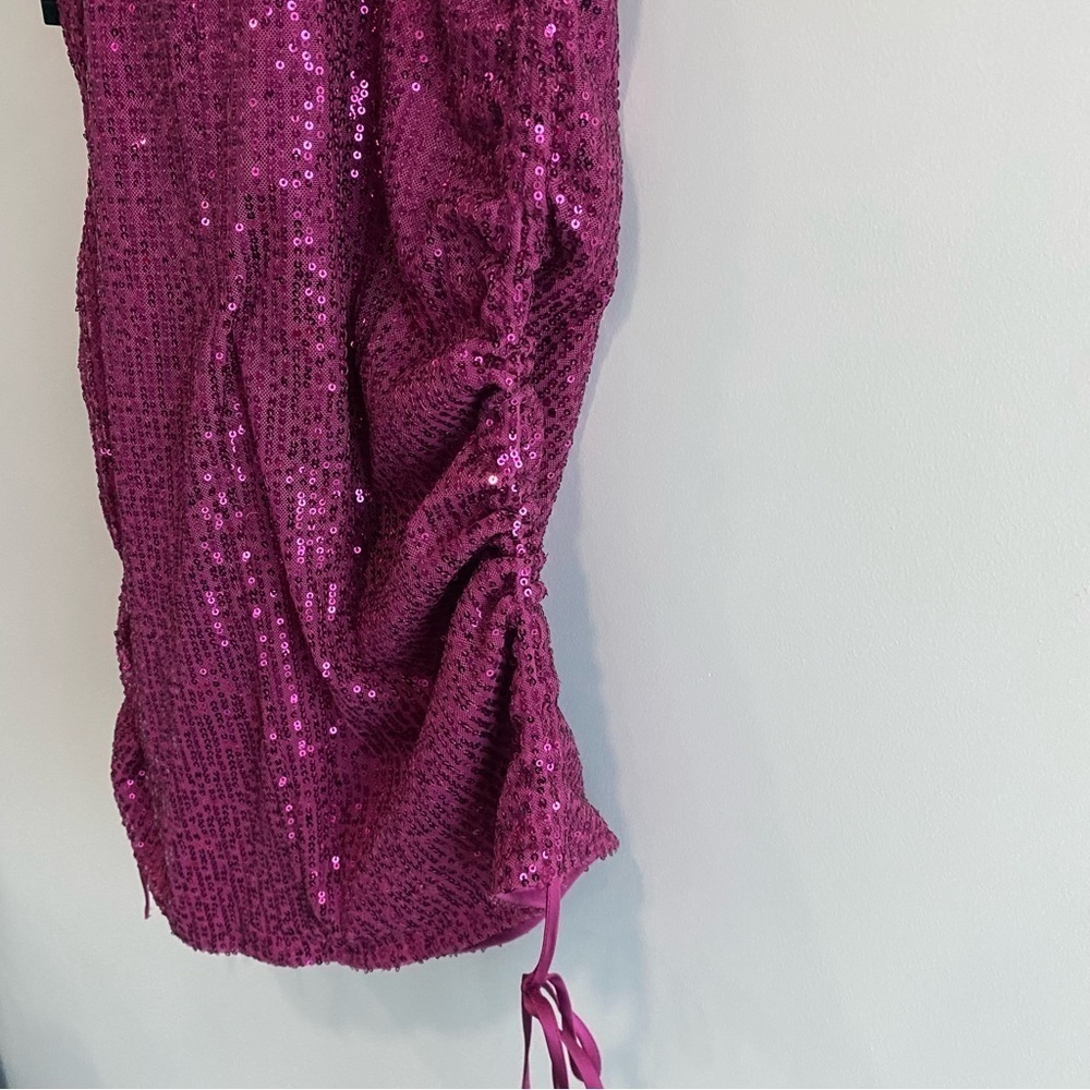 Wild Fable Women's Sleeveless Ruched Side Bodycon Dress Plum Purple Sequin Sz L - Picture 7 of 9